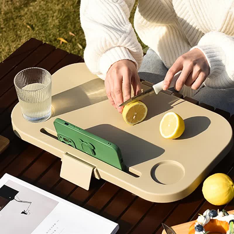 Army Green Foldable Outdoor Picnic Basket with Lid and Tabletop