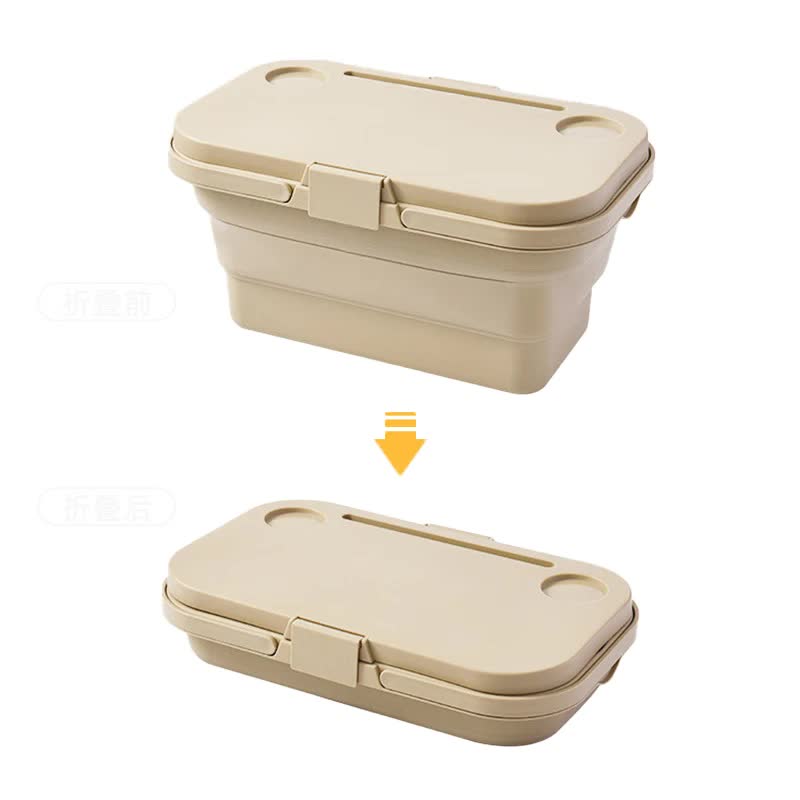 Army Green Foldable Outdoor Picnic Basket with Lid and Tabletop