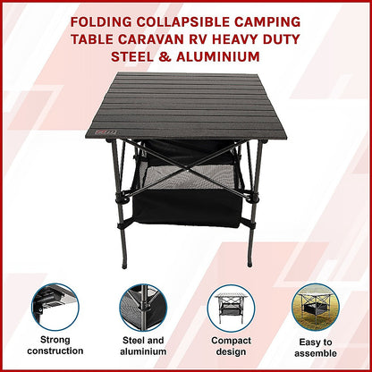 Folding Collapsible Camping Table Caravan - Heavy Duty Steel & Aluminium