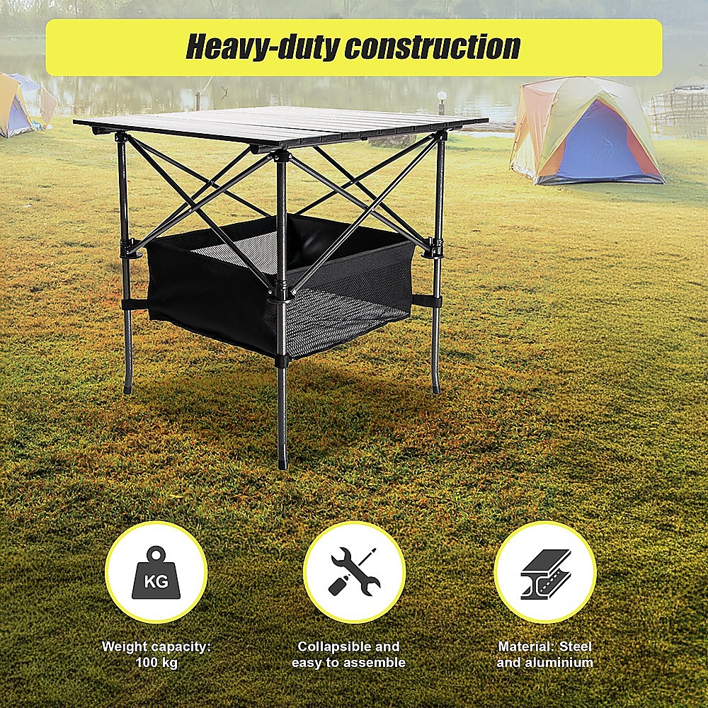 Folding Collapsible Camping Table Caravan - Heavy Duty Steel & Aluminium