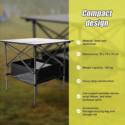 Folding Collapsible Camping Table Caravan - Heavy Duty Steel & Aluminium