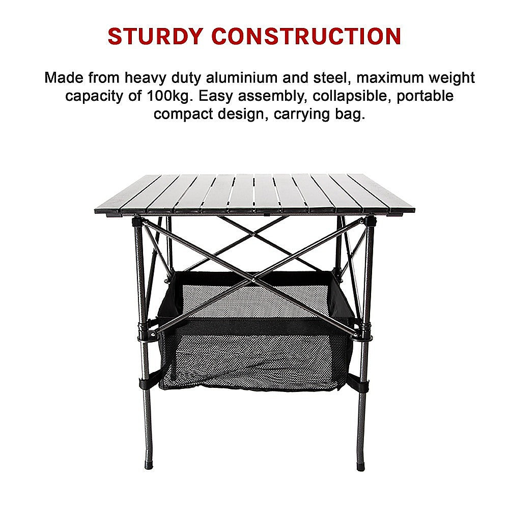 Folding Collapsible Camping Table Caravan - Heavy Duty Steel & Aluminium