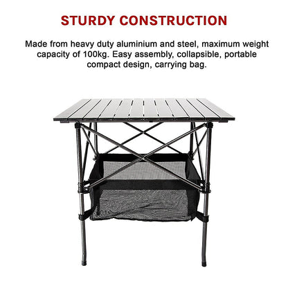 Folding Collapsible Camping Table Caravan - Heavy Duty Steel & Aluminium