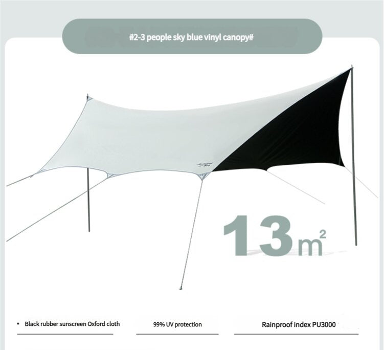 400*300 cm  2-3 Person Octagonal Camping Tent Tarp - Waterproof, UV Protection, Sunshade Canopy Shelter for Camping, Hiking, Picnic