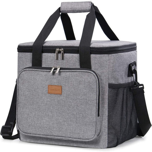 Grey Large Capacity Picnic Bag - Waterproof Insulated Cooler Bag, Outdoor, Car Use, and Shoulder Crossbody Thermo Bag