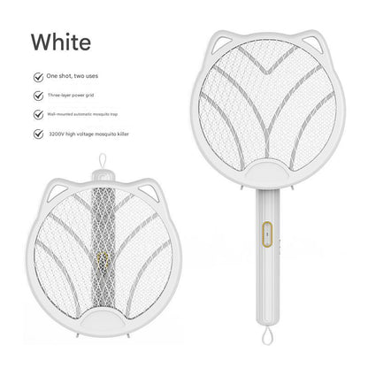 White 4-in-1 Foldable Electric Mosquito Swatter - Rechargeable Bug Zapper with UV Light