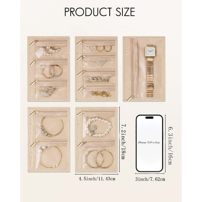 Portable Jewelry Organizer Inserts – Clear Zippered Pouch Set for Accessories