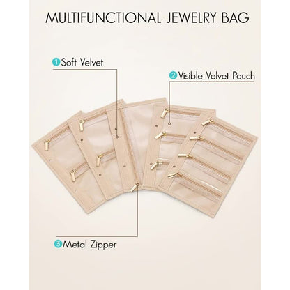 Portable Jewelry Organizer Inserts – Clear Zippered Pouch Set for Accessories