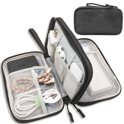 Black Portable Digital Organizer Bag – Multifunctional Storage for Power Banks, Cables, and Accessories(Photography Props Not Included)