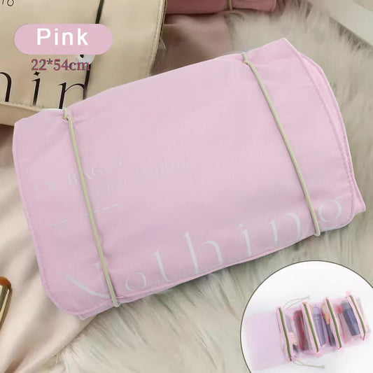 Pink Portable 4-in-1 Cosmetic Storage Bag, Removable Travel Organizer for Makeup, Toiletries, and Small Accessories