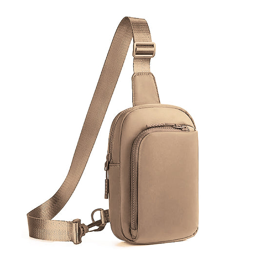 Light Brown Trendy Waterproof Sling Bag - Lightweight Crossbody Chest Pack, Adjustable Strap