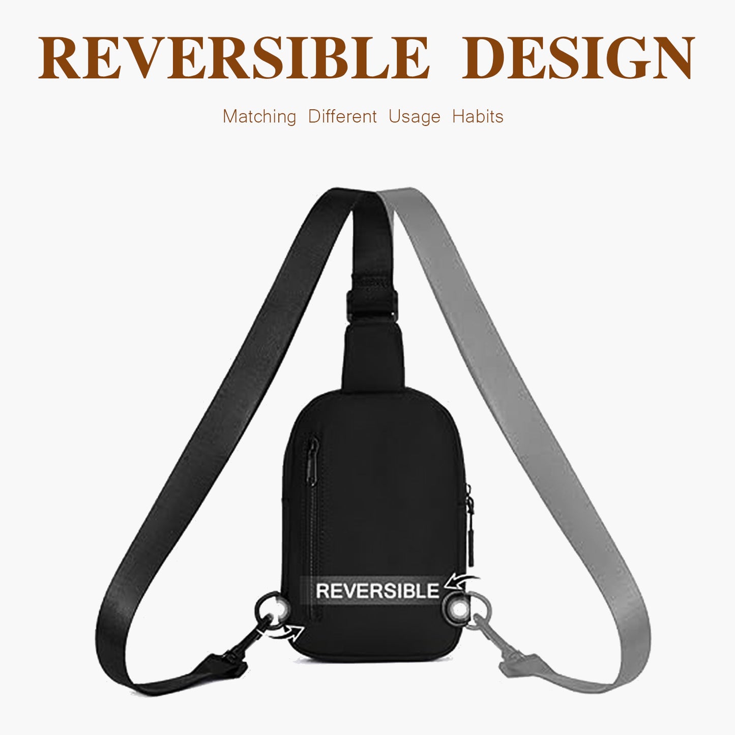 Brown Trendy Waterproof Sling Bag - Lightweight Crossbody Chest Pack, Adjustable Strap